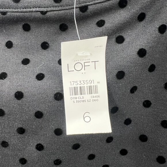 NEW LOFT mini pencil skirt stretch polka dot classic career business casual 6 - Picture 5 of 9